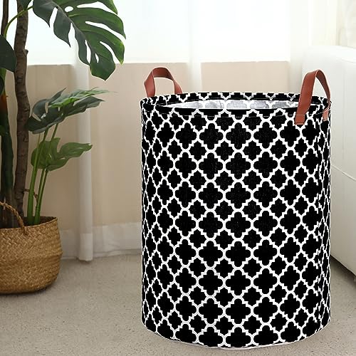 Image of MAQIAO 2 Pack Collapsible Laundry Hamper Basket, Large Tall 63L Freestanding Waterproof Clothes Basket, Round Storage Organizer with Leather Handles for Dirty Clothes, Home Storage (black DL)