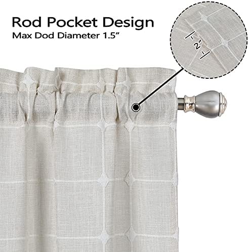 Miniatura 3 de CAROMIO Cortinas de cocina de granja de 24 pulgadas de largo, juego de cortinas cortas de lino bohemio para ventana pequeña para cafetería, baño,