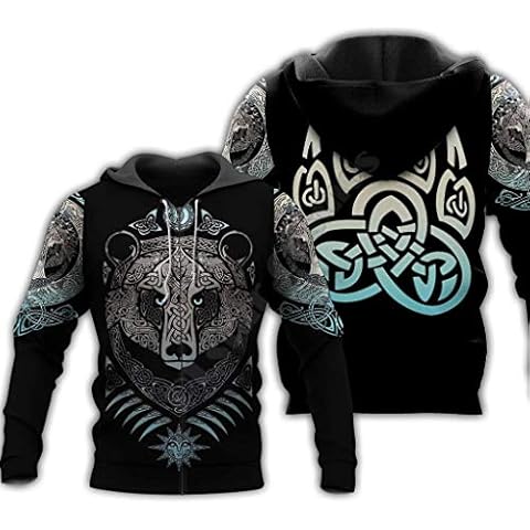 Fandao Norse Mythology 3D Digital Rendering Printing Hoodie Sweatshirts, Long Sleeve Top Pullover, Universal of Spring And Autumn Winter,BEAR,5XL Cover