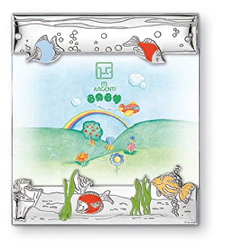 STERLING SILVER PICTURE FRAME - FISH (3.5" x 5") Made in Italy (Blue Back)