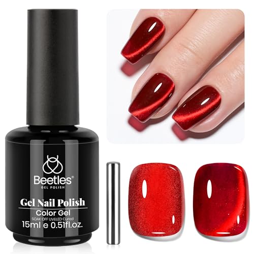 beetles Gel Polish Ruby Red Cat Eye Gel Nail Polish - 15ML Red Gl...