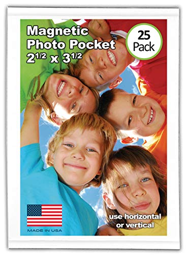 Magtech Magnetic Photo Pocket Picture Frame, White, Holds 2.5 x 3.5 Inches Photos