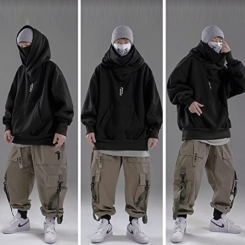 Ninja Double Neckline Cotton Pullover Techwear Harajuku Men Hoodie Hip Hop Streetwear Hoodies Sweatshirts2