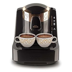 Arzum Okka Turkse Koffiezetapparaat, Compact Ontwerp, Overloopbeveiliging, Gemakkelijk Schoon te Maken, Energiezuinige Prestaties | Zwart-Goud