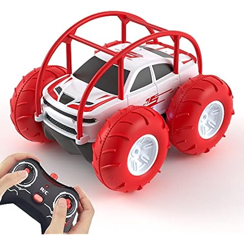 MaxTronic Waterproof Remote Control Cars, 360° Flip Stunt Car with Cool LED, Monster Truck 2.4GHz 4WD Indoor Outdoor Kids RC Toy Gift ideas for Boys Girls Cover