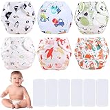 AFPYC Pañales Ecológicos de Tela para Bebé, Paquete de 6 Pañales + 6 Insertos de Microfibra 3 Capas para Niño o Niña...