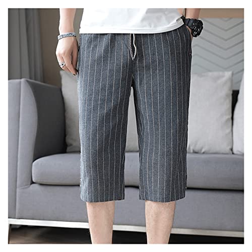 Cropped Pants Men's Summer Loose Cotton Linen Thin Section Straight 7 Points Shorts Straight Pants