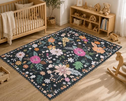 Image of RD TREND Carpet for Hall Digital Printed Carpet for Living Room 52x84 inch | Anti Slip Backing Rug for Bedroom Floor & Home Decor | Dark Green