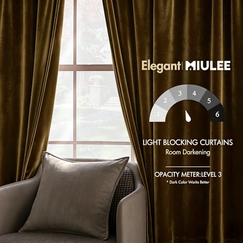 Image of MIULEE Velvet Curtains 52x108 inches 2 Panels Gold Blackout Curtains | Luxury, Bedroom Living Room, Thermal Insulated, Super Soft Window Drapes, Rod Pocket & Back Tab