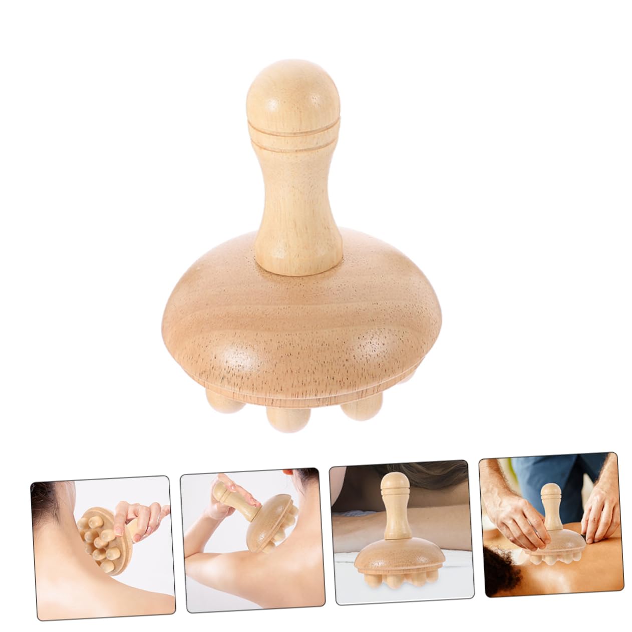 Massaggiatore per Chioma in Legno di Gomma Denti Larghi, Set 2 Pezzi, Spazzola per Massaggio del Cuoio Capelluto, Forma Rotonda, per Uso Quotidiano da Viaggio