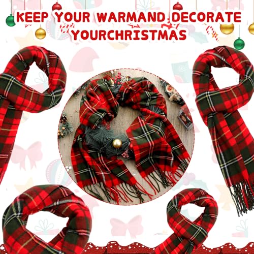 Ramede 6 Pcs Christmas Buffalo Plaid Scarf Faux Cashmere Tartan Scarf Shawls Wraps Soft Large Grid Winter Warm Long Scarf3