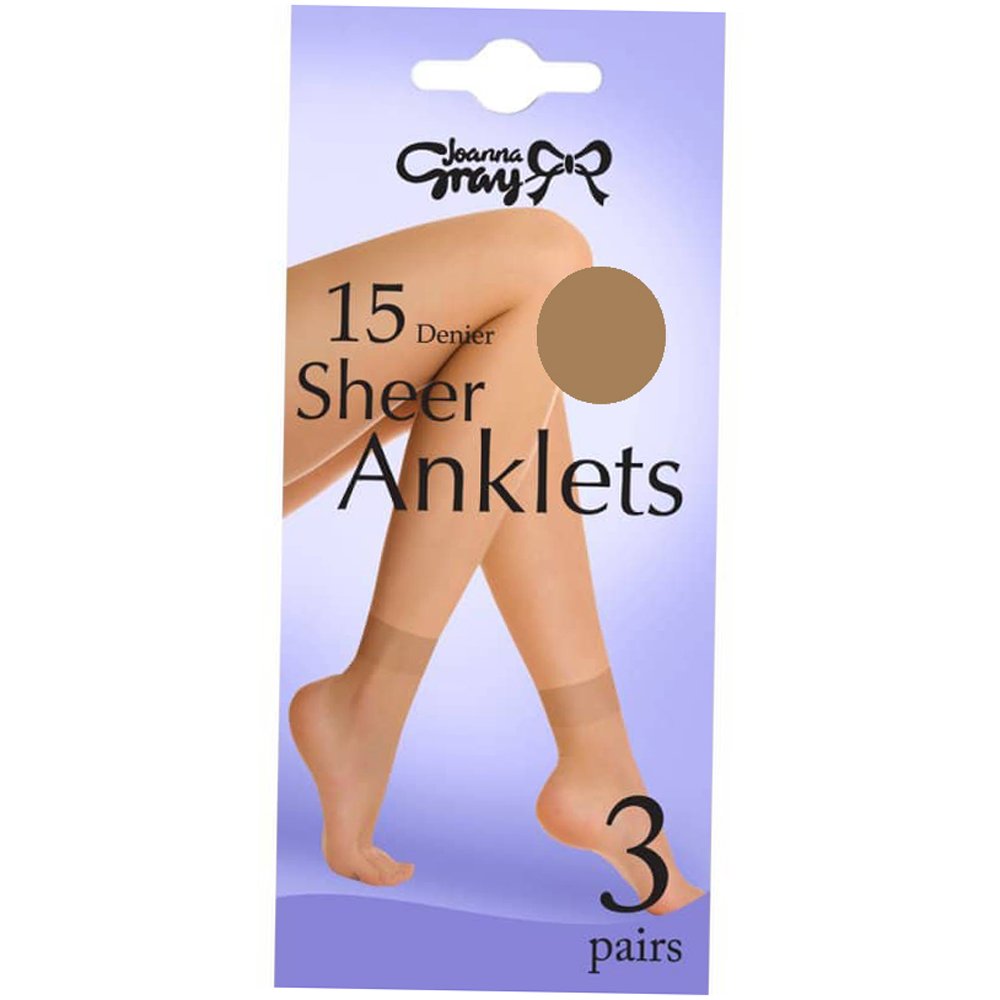 Joanna Gray Comfort Top 15 Denier Anklet Socks (3 Pair Pack) (Chiffon)