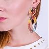 BaubleStar Kiera Raffia Tassel Fringe Rattan Hoop Drop Statement Earrings Natural Tiered Thread Handmade Round Oval Cirle Dangle Fashion Jewelry for Women #5