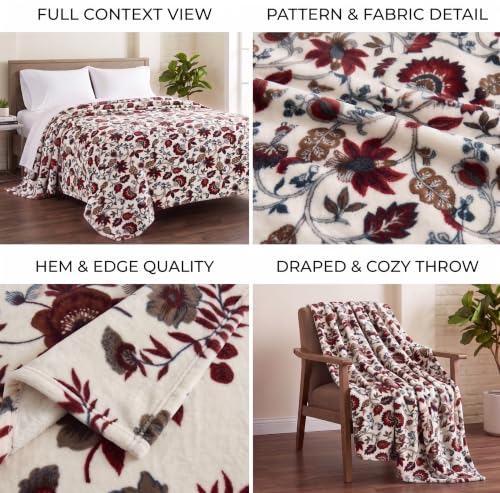 Image of VAS COLLECTIONS 280 GSM Flannel Blanket for Double Bed, Ultra Soft Plush Fleece Blanket, Warm & Cozy Heavy Winter Blanket, Breathable AC Blanket, for Home & Hotel, 220 x 230 cm - Ivory Crimson