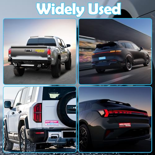 Image of 4Pcs Student Driver Magnetic Car Stickers for Beginners, New Magnetic Student Driver Stickers Signs for Car, Bumper Safety Decoration Supplies, Suitable for Students and Novices as Auxiliary Equipment