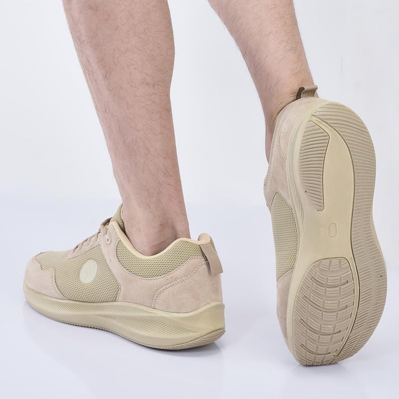 Image of FAUSTO Men Suede Leather Breathable Broad Feet Classic Casual Shoes | All Day Comfortable Walking Sneakers | Memory Cushioned Insole with Anti Skid TPR Sole