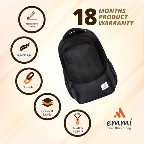 Image of Emmi Aspire Casual Backpack 33 L | Weekend Travel Bag For Men and Women | Carry On Bag For College and School Students | Water Repellent | 18 Months Warranty