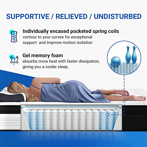 Full Size Mattress, Avenco Full Mattress Hybrid, 12 Inch Pocket Spring And Gel Memory Foam Mattress Full In A Box, Medium Firm, Strong Edge Support, Certipur-Us & Ispa, 100 Nights Trial #TOP2