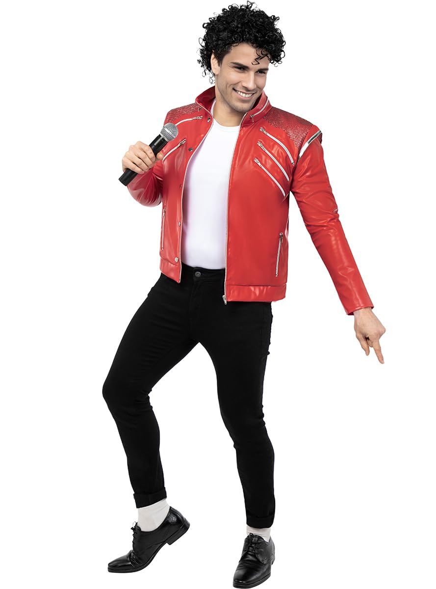 Funidelia | Veste de Michael Jackson Beat It pour homme Musique Pop, Groupes Musique, Chanteurs, Années 80 - Accesoires pour Adultes, accessoire pour déguisement - Rouge
