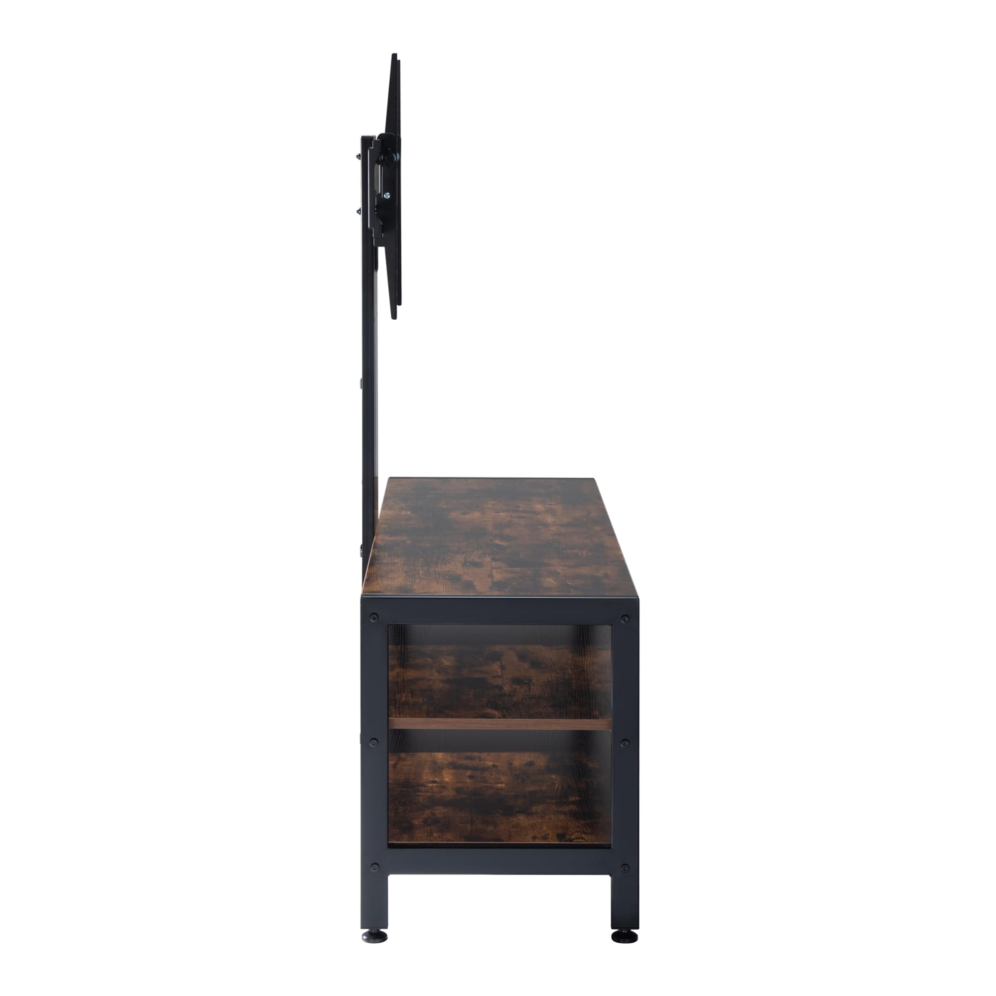 pro.tec TV Ständer Stockholm mit Fernsehtisch TV Halterung bis zu 70 Zoll Fernseher Halterung höhenverstellbar neigbar max. VESA 600 x 400 mm bis 40 kg Schwarz/Eicheoptik rustikal