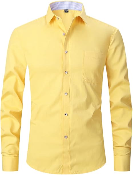 GUOCU Camicia da Uomo a Maniche Lunghe, Slim Fit, Facile da Stirare, Camicia Formale Camicia Elegante Cerimonia Business,2-706HK,XXS