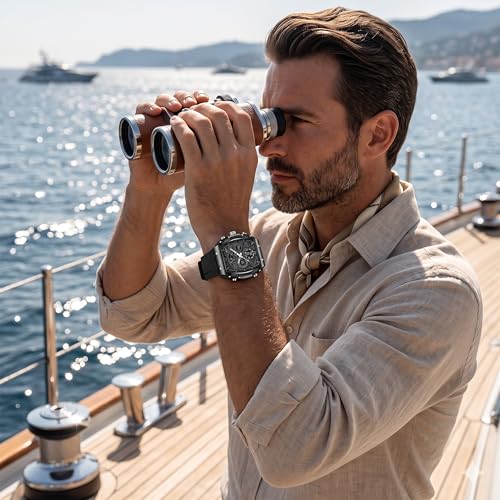 Image of V2A Impact-AXON 3103 Analog-Digital Watch for Men | Unique Tonneau Case & Multi-Layered Dial Design | Bold Fashion Performance Watch with 3 Time Zones, Countdown, 50M Water Resistance & Backlight