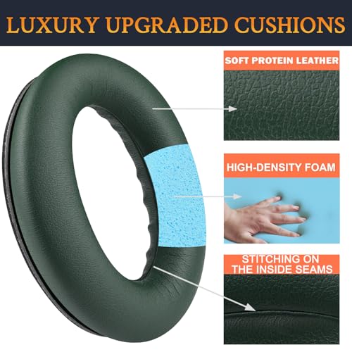 Image of SOULWIT Earpads Replacement for Bose QuietComfort 45 (QC45) /QuietComfort SE (QC SE) /New Quiet Comfort Wireless Over-Ear Headphones, Ear Pads Cushions with Softer Protein Leather - Cypress Green