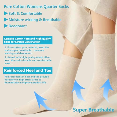Image of MAGIARTE Womens Mini Crew Cotton Socks,6 Pairs