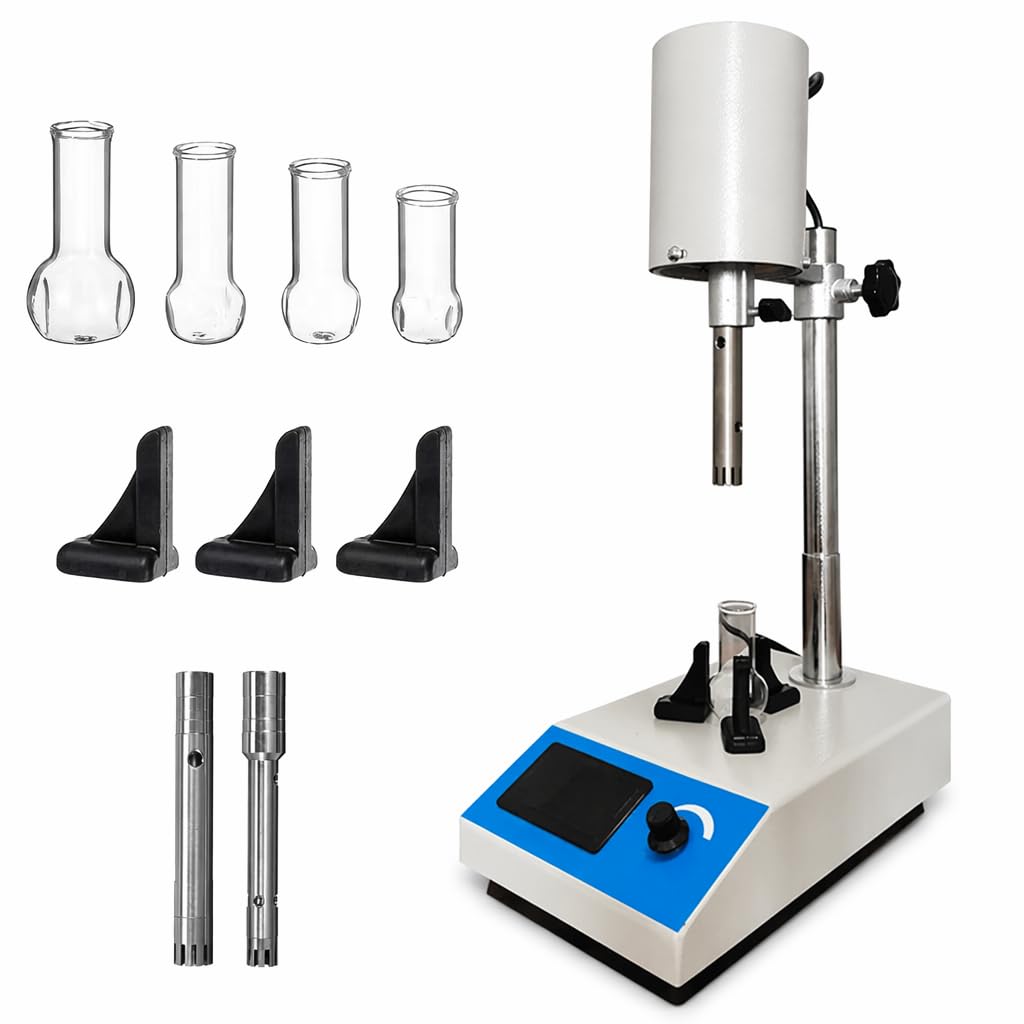 Dispersor-homogeneizador de laboratorio de alta velocidad ajustable (8000-22000 rpm) para volúmenes de 5 a 1000 ml con 2 cabezales de trabajo.
