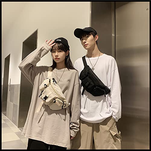 Harajuku Japanese Canvas Straddle Bag Casual Cool Girl Shoulder Bag Soft Student Large Capacity Couple Bag (black)3