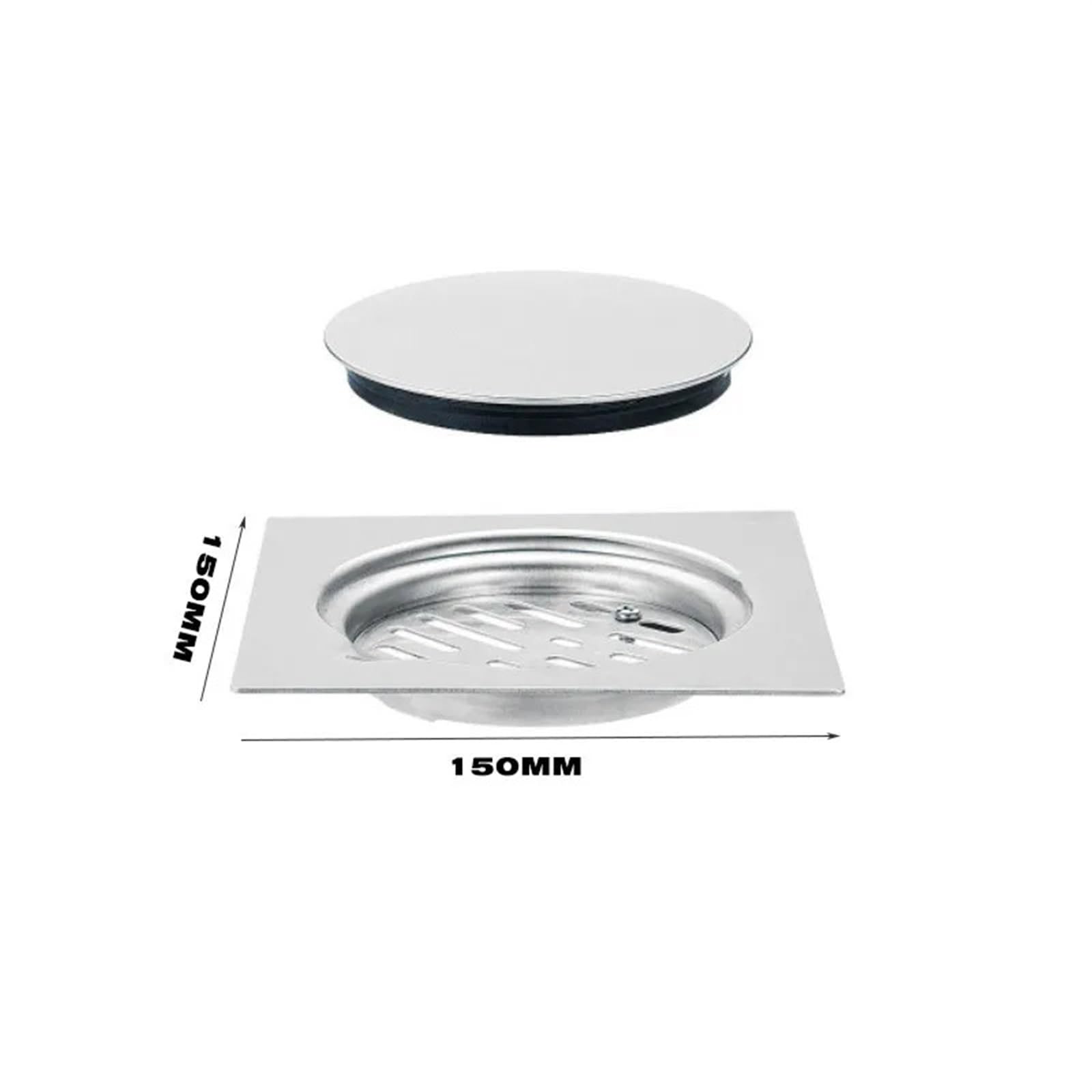 Drain de Douche en Acier Inoxydable 304 Drain de Sol de Salle de Bain 15x15cm Grilles de déchets de Sol carrées 1 pièces
