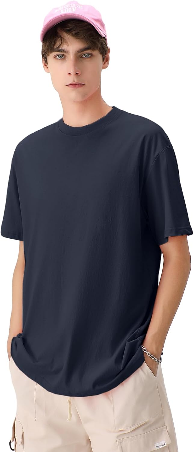 Mens Oversized T-Shirts Fashion Loose Fit Crewneck Tshirt Streetwear Heavyweight Short Sleeve Tee Shirt Gym Workout Tops - Image 4