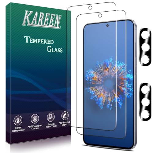 Image of KAREEN 2+2 Pack Screen Protector for Samsung Galaxy S25 FE Tempered Glass Film with Camera Lens Protector, Fingerprint Unlock Support, Anti Scratch, Bubble Free, Case Friendly