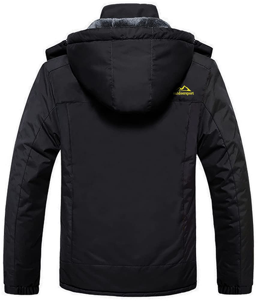 KEFITEVD Giacca da sci invernale da uomo, impermeabile, softshell, in pile, per snowboard, pesca, escursionismo, con cappuccio rimovibile