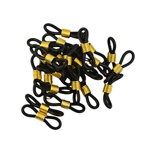 Preisvergleich Produktbild 25pcs Brille Brillenkette Gurthalter Schlaufenenden Gummi Schwarz 20mm