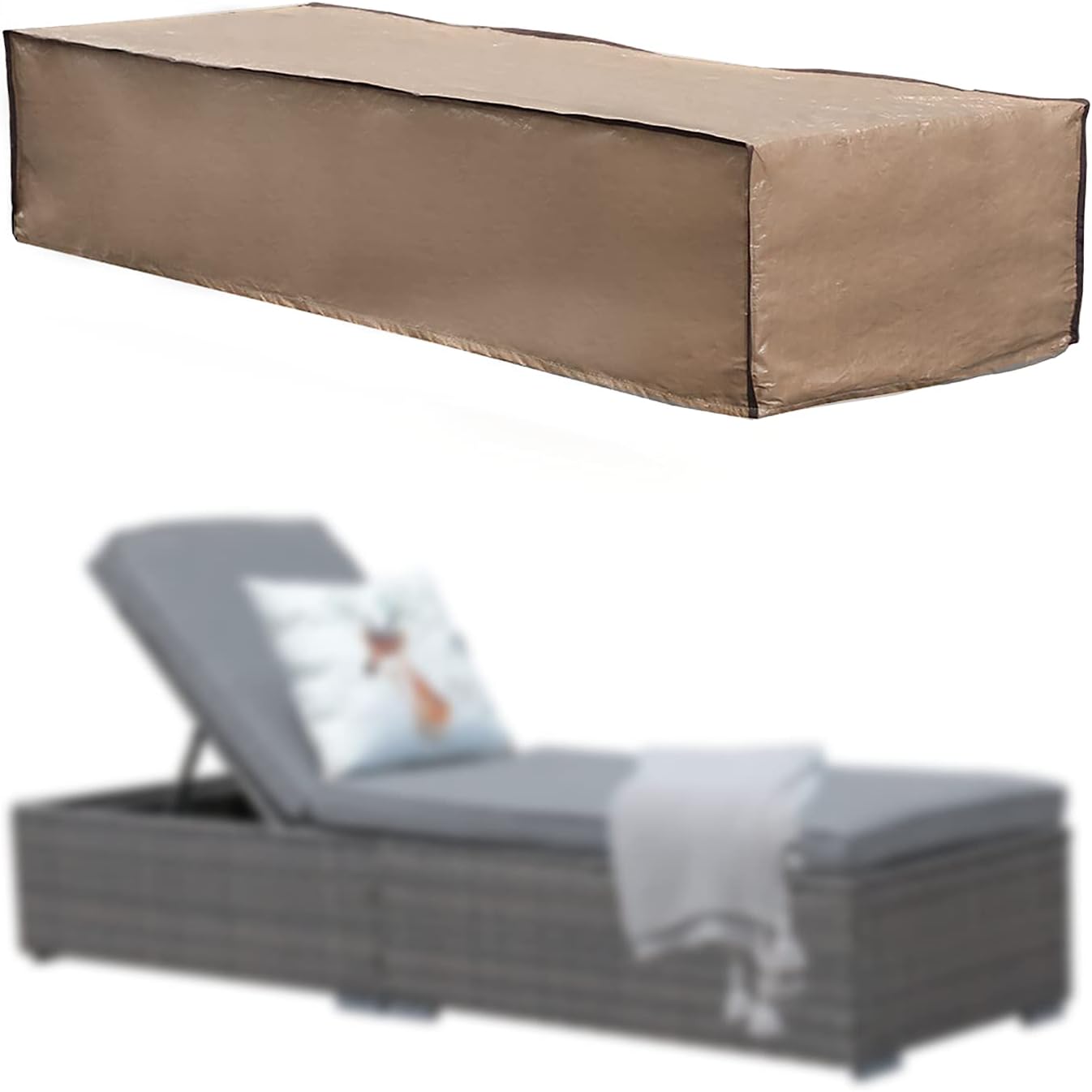 Patiorama Outdoor Patio Sofa Cover, Rectangular Waterproof Garden Couch Protector, All Weather Protection, 79" L x 27" W x 16" H, Neutral Beige