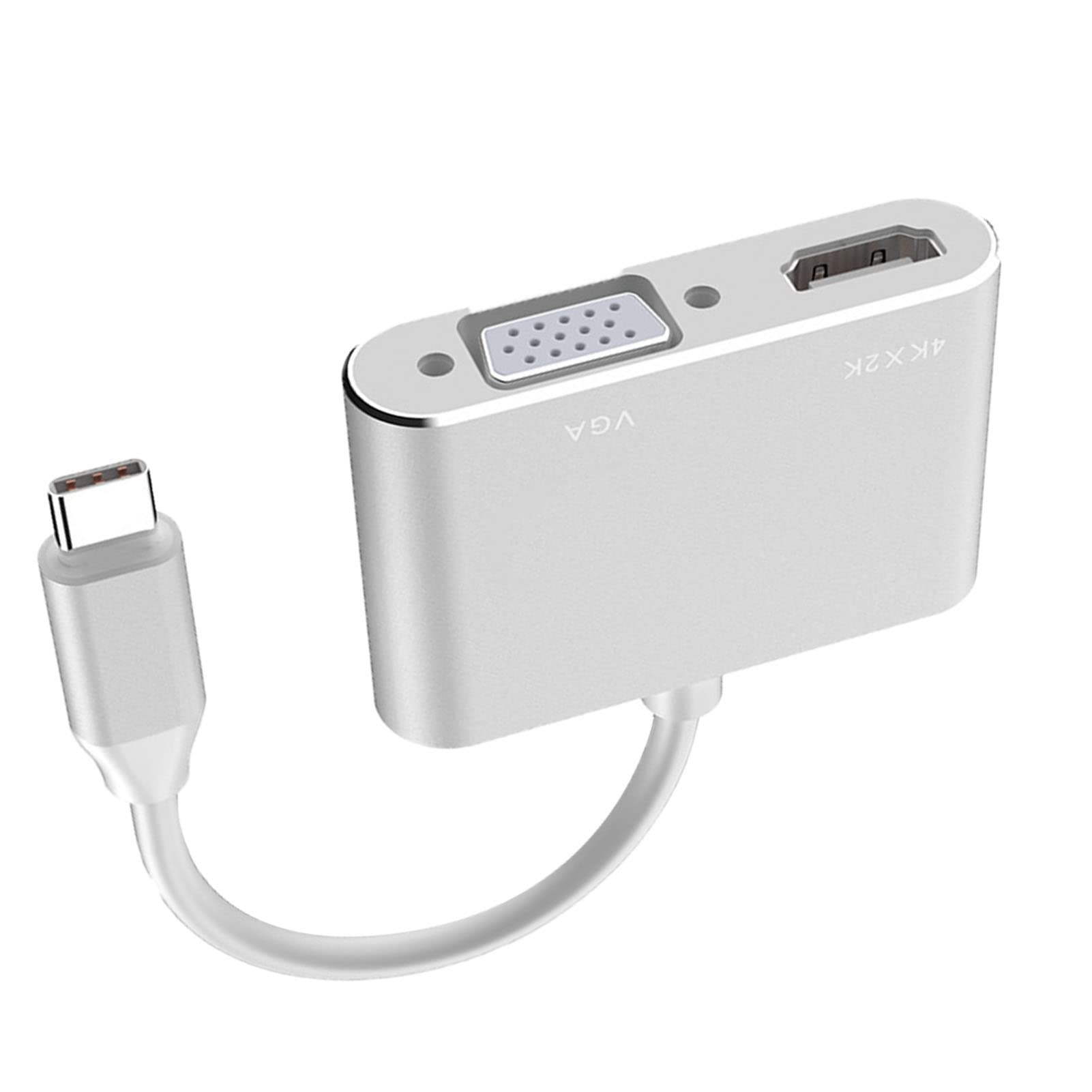 YOUTHINK Type C to HD Multimedia Interface VGA Adapter Portable 4K 30Hz Plug and Play Converter for Office and Home Entertainment Aluminium Alloy (Silver)