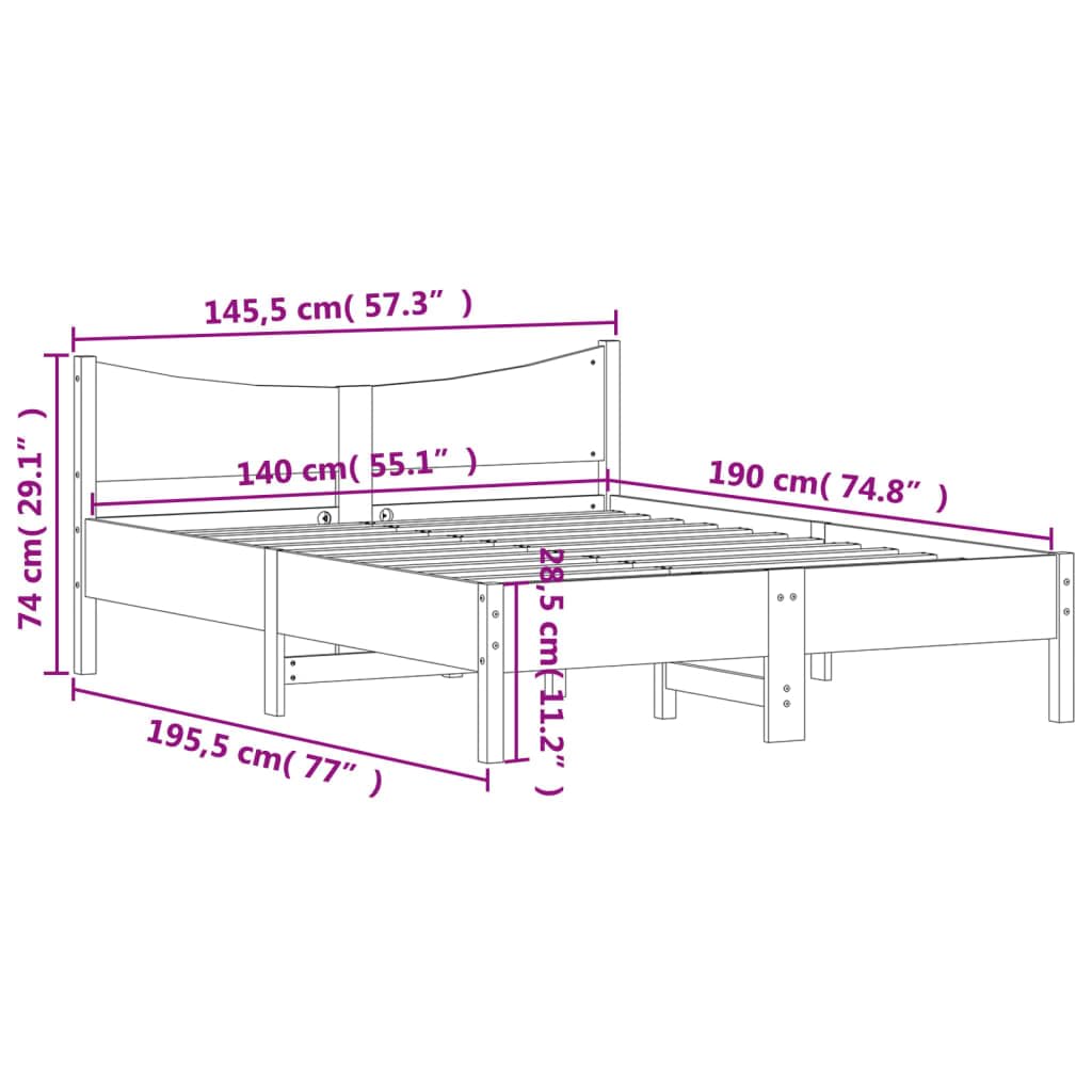 vidaXL Estructura de Cama, Somier Decorativo de Listones, Armazón Base de Cama, Mueble para Dormitorio, Madera Maciza de Pino Marrón Cera 140x190 cm