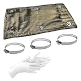 YTFRL Titanium Pipe Shield, 6' x 12' Exhaust Heat Guard Cover with Gloves & Hose Clamps, Two-layer Motorcycle Exhaust Wrap Muffler Heat Insulation Protection up to 1350°F