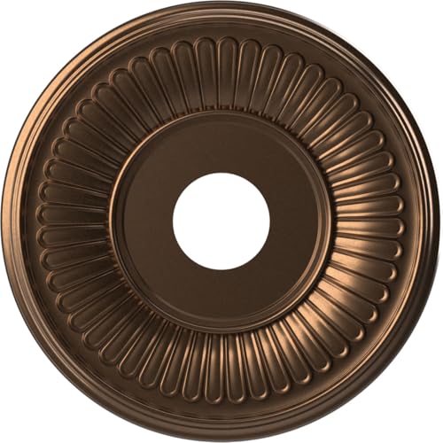 Image of Ekena Millwork CMP16BECAB Berkshire Thermoformed PVC Ceiling Medallion (Fits Canopies up to 7 inch), 16 inchOD x 3 1 /2 inchID x 1 inchP, Metallic Antique Brass