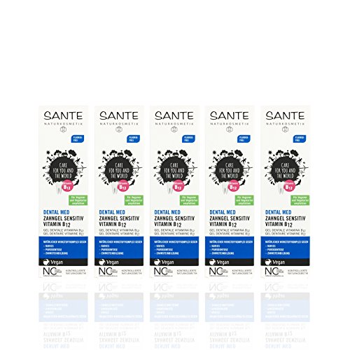 SANTE Zahngel Vitamin B12 (5 x 75 ml) minzig-süßlicher Geschmack, Bio Zahnpasta, Vegan, Fluoridfrei, Naturkosmetik – Bild 3