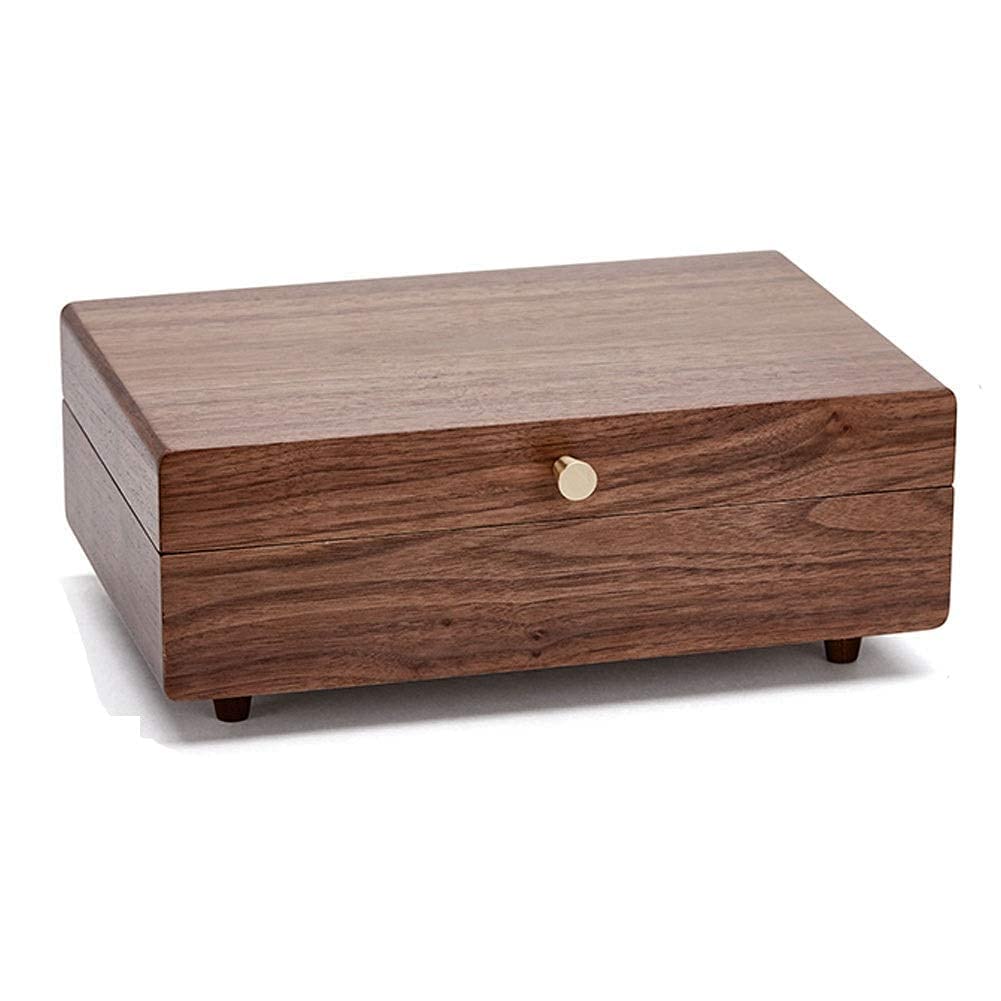Pudełko na biżuterię, duże drewniane przechowywanie, dwuwarstwowa szuflada z litego drewna, pojemność na drobiazgi i biżuterię, elegancki design do organizowania akcesoriów