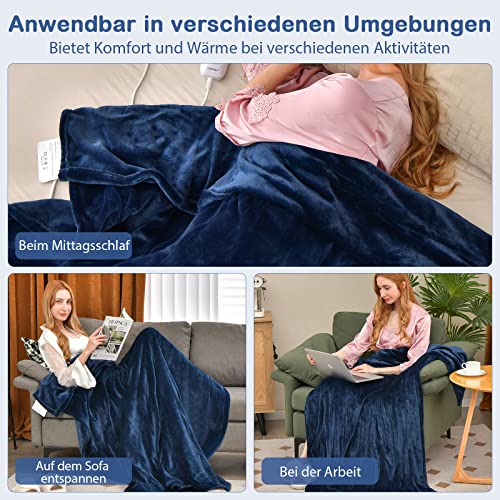 COSTWAY Heizdecke 130 x 180 cm, Wärmedecke mit Abschaltautomatik, 4 Temperaturstufen & 8 Stunden Timer & PTC/NTC Überhitzungsschutz, maschinenwaschbar Kuscheldecke mit digitaler Bedienung