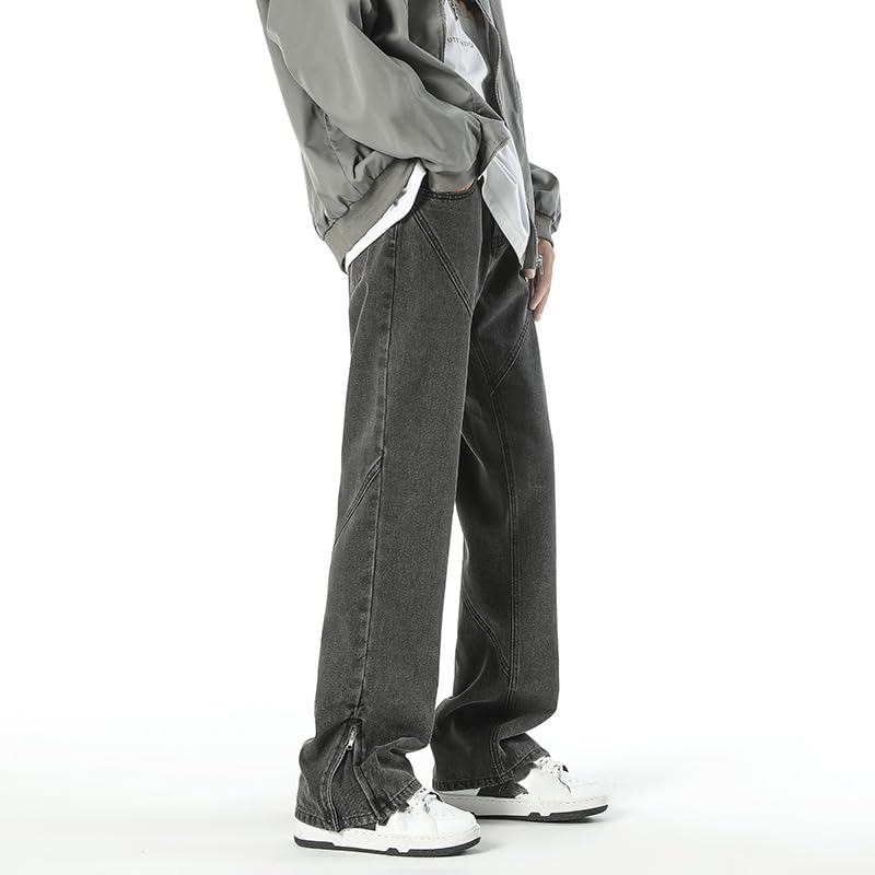 Men's Jeans Zipper Hem Americana Straight Leg Spring Denim Pants2