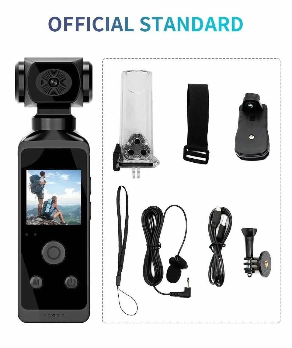 Générique Appareil de Poche, d'action 4K HD, Anti-secousse Rotative à 270 °, Appareil sous-Marine de 30 M avec Micro WiFi, Caméra Vidéo Portable pour la Plongée en Plein Air
