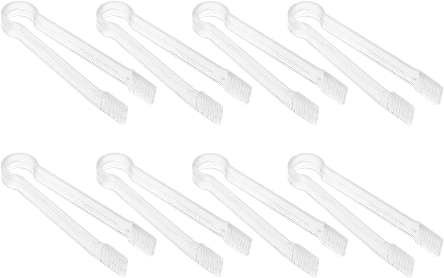 Plastic Tongs for Serving Bulk 8 Pcs Plastic Buffet Serving Tongs Mini Serving Utensil Tongs Appetizers Tongs Clear Kitchen Tongs 6.3 inch Small Ice