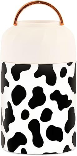 Miniatura 7 de Termo para comida caliente y sopa de 17 onzas con estampado de vaca, lindo tarro de comida con cucharaasa, creativo y divertido recipiente de sopa