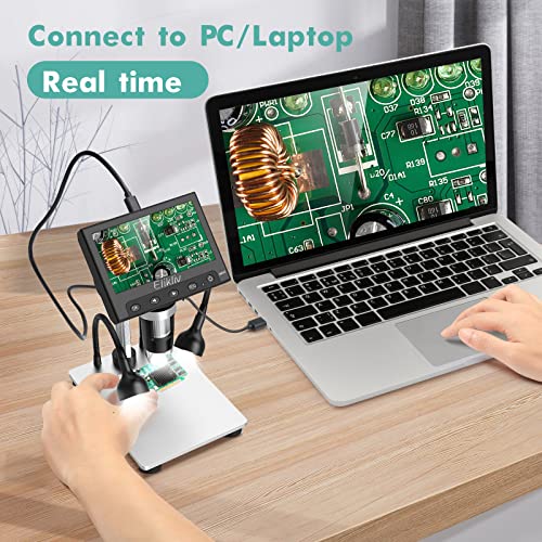 Elikliv Edm4S Coin Microscope For Error Coins, 4.3'' 1000X Lcd Digital Microscope With Screen 1080P Usb Microscope Camera, 10 Led Fill Lights, Metal Stand, Pc View, Compatible With Windows/Os #TOP4