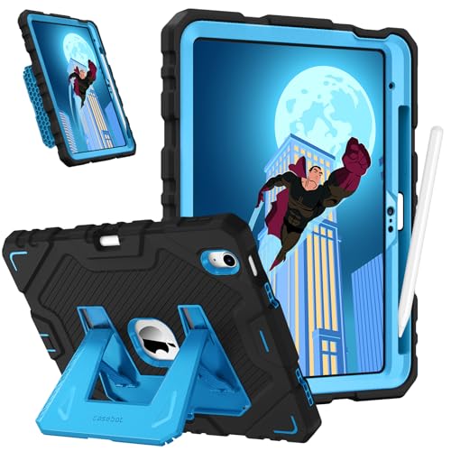 Image of Fintie Kids Friendly Case for iPad (A16) 11th Generation 11 Inch (2025), iPad 10th Generation 10.9 Inch (2022), Fully-Body Rugged Heavy Duty Shockproof Protective Case with Kickstand, Black /Blue