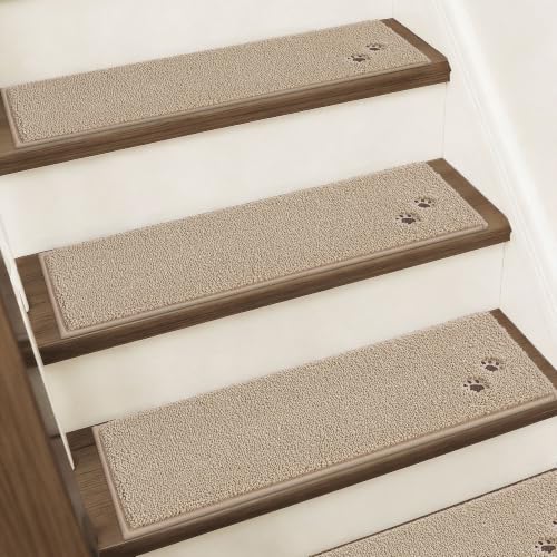 BEQHAUSE Stair Treads Non Slip for Wooden Steps 28' x 9', 15pcs, Beige